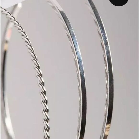 Torrid Elegant Silver textured Hoop Earrings Set - Picture 5 of 5